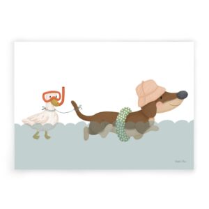 Kaart I zwemmende teckel StudioPhie