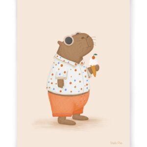 Kaart I capibara met ijshoorntje StudioPhie