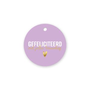 Cadeaulabel I Gefeliciteerd met jullie trouwdag lila