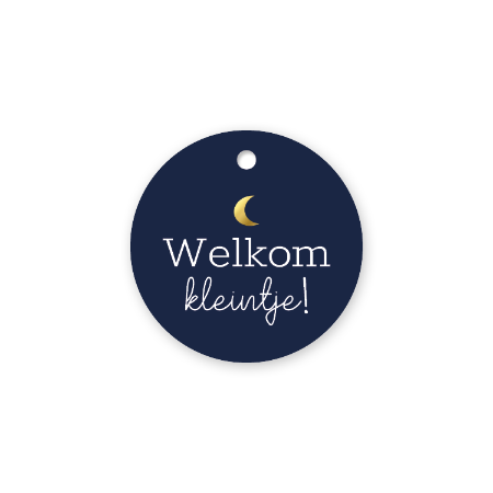 Cadeaulabel I Welkom kleintje donkerblauw