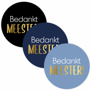 Stickers I Bedankt meester blauw zwart 3 varianten (5st)
