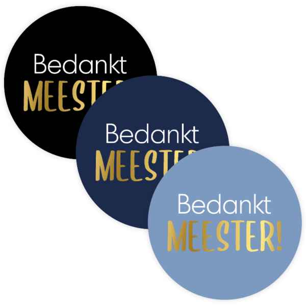 Stickers I Bedankt meester blauw zwart 3 varianten (5st)