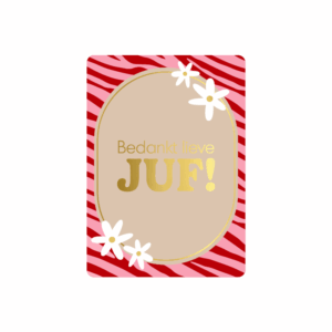 Mini kaart I Bedankt lieve juf, bloemetje