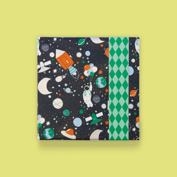 Inpakpapier | Space Harlequin Green 70x300cm - Afbeelding 2