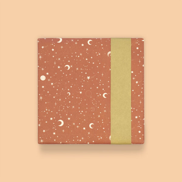Inpakpapier | Galaxy Cognac Gold – Maan & Sterren 70x300cm - Afbeelding 3