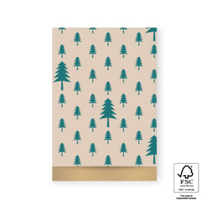 Inpakzakjes X-mas cadeauzakjes – Tree Beige/Jade Green/Gold  - L (5st)