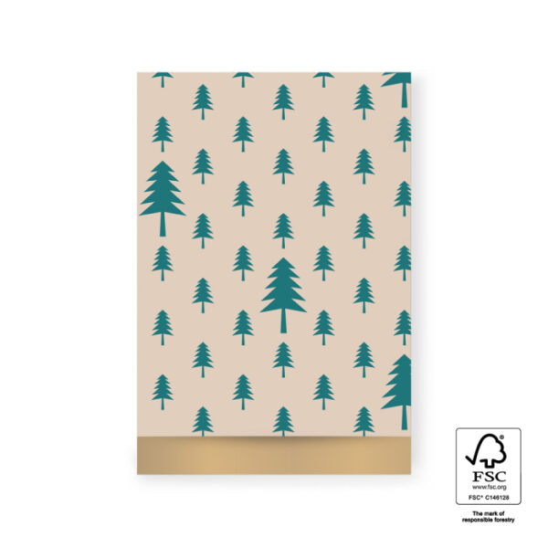 Inpakzakjes X-mas cadeauzakjes – Tree Beige/Jade Green/Gold  - L (5st)