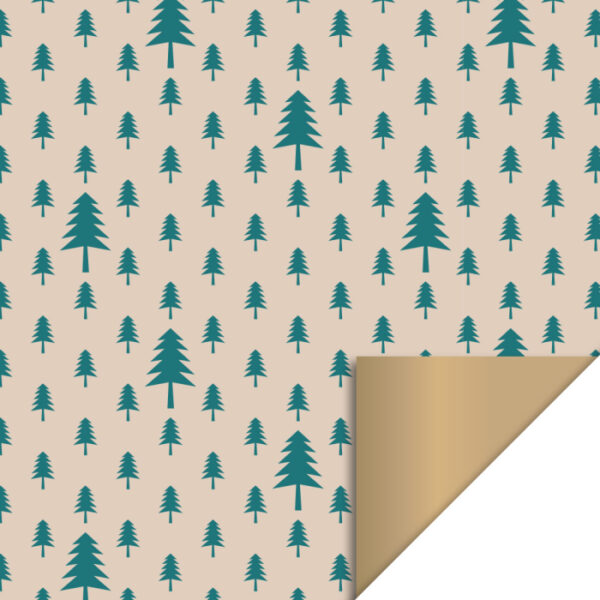 Inpakzakjes X-mas cadeauzakjes – Tree Beige/Jade Green/Gold  - M (5st) - Afbeelding 2