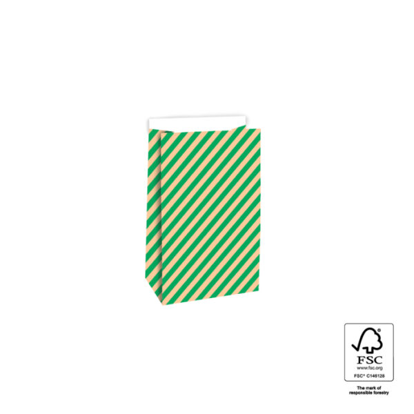Blokbodemzakken Stripes Green/Peach – M (2st)