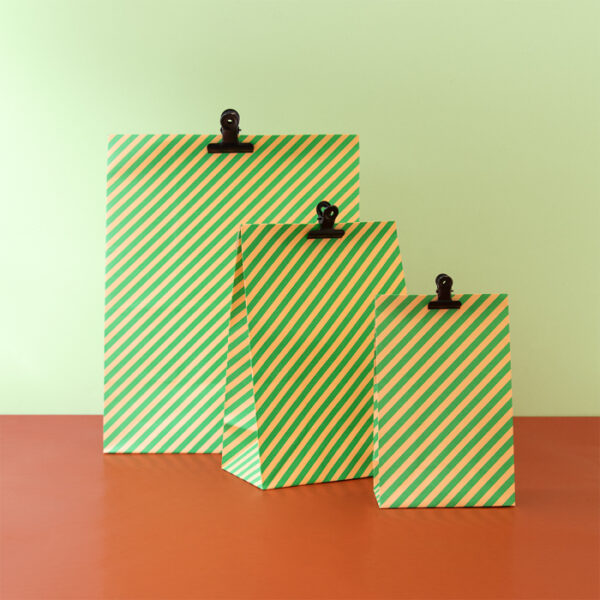 Blokbodemzakken Stripes Green/Peach – M (2st) - Afbeelding 4