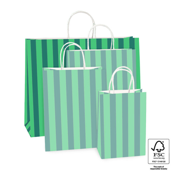 Papieren tas I Stripe Jade Green - Afbeelding 2