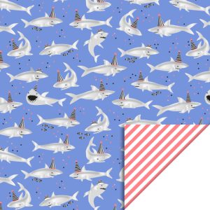 Inpakpapier I Shark Silver - Stripe Salmon 70x300cm