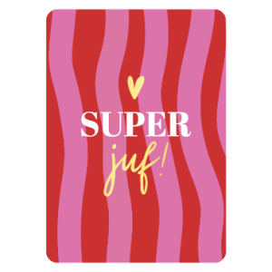 Ansichtkaart | Super juf rood/roze