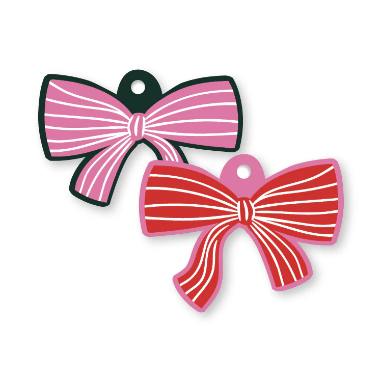 Cadeaulabel I Bow strikjes rood/roze