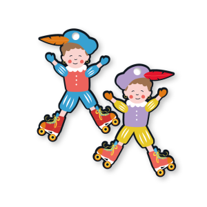 Cadeaulabel I Piet op rolschaaten (2st.)