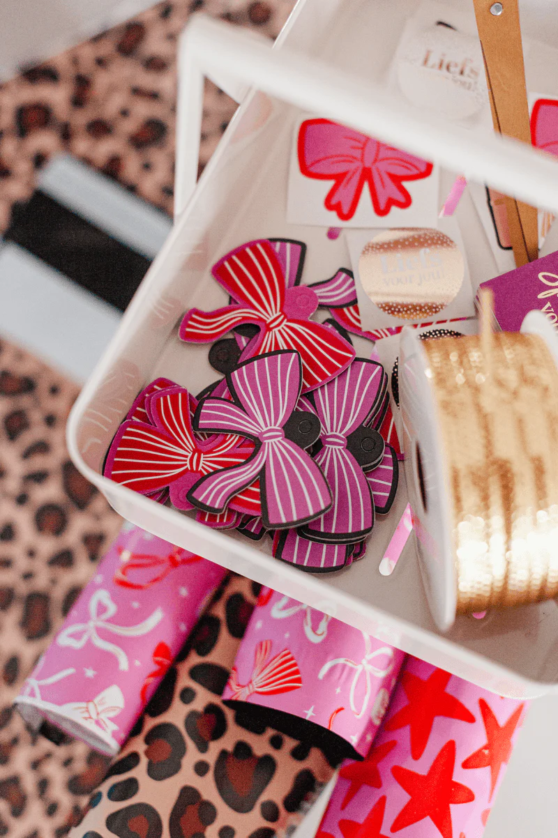 Cadeaulabel I Bow strikjes rood/roze - Afbeelding 2