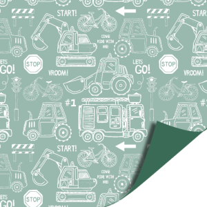 Inpakpapier I Voertuigen groen 50x300 cm