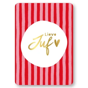 Kaart I Lieve juf rood/roze