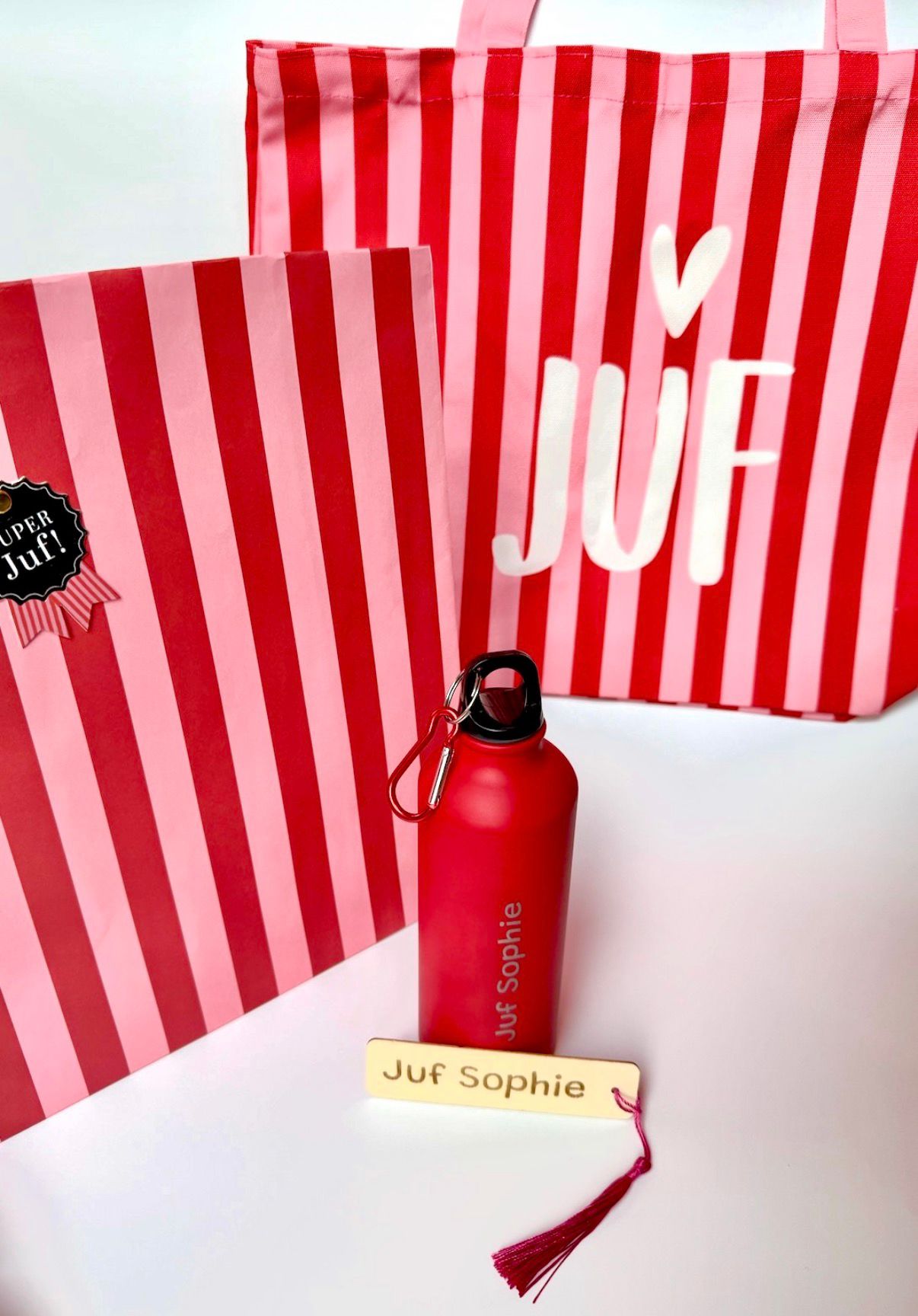 Gepersonaliseerde waterfles met naam I rood - Afbeelding 3