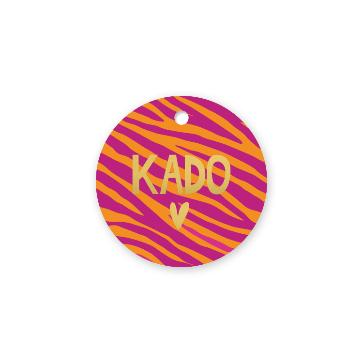 Cadeaulabel - Kado oranje / magenta