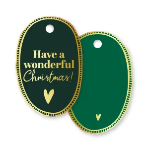 Cadeaulabel I Have a wonderful Christmas ovaal groen