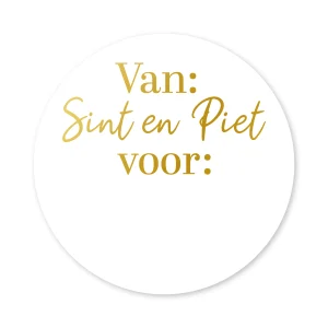 Sticker I naamsticker Sint & Piet.. voor wit/goud