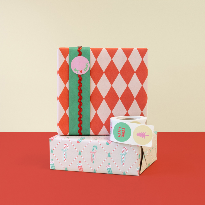 Inpakpapier I rood harlequin 70x300cm - Afbeelding 2