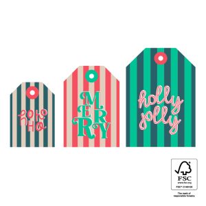 Cadeaulabel I X-mas stripes (3st.)
